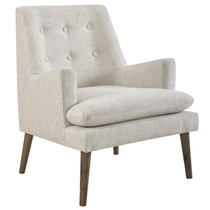 home office desk chairs | CasaFoyer Leisure Lounge Chair | Mid-Century Modern | Plush Comfort | Stylish Design | Walnut Legs | Beige Upholstery | Supports up to 331 lbs | casafoyer.myshopify.com