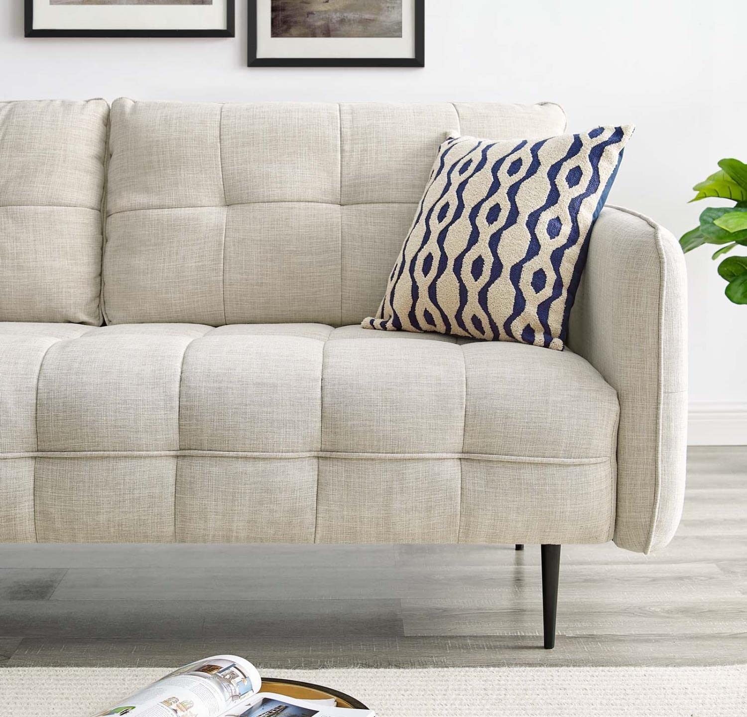 sofas | CasaFoyer Cameron Tufted Fabric Sofa | Contemporary Charm | Mid-Century Design | Soft Polyester | Optimal Comfort | Solid Wood Frame | Easy Assembly | Beige | casafoyer.myshopify.com