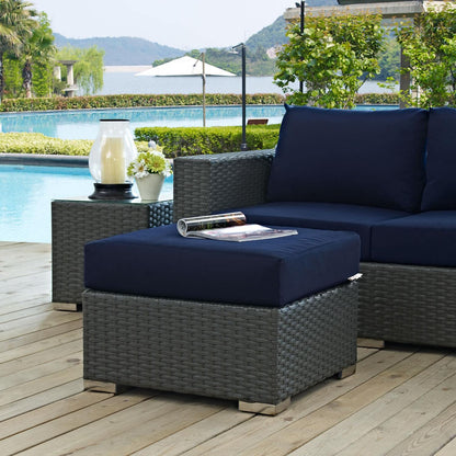 ottomans | Sojourn Outdoor Patio Ottoman | Sturdy & Versatile Seating | Sunbrella Fabric Cushions | UV Protection | casafoyer.myshopify.com
