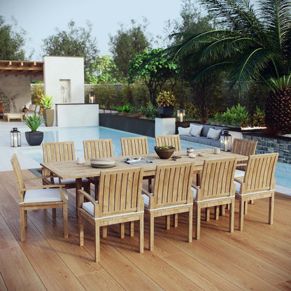 kitchen and dining room sets | CasaFoyer Premium Teak Wood Outdoor Set | Marina Collection | 11 Piece Dining Set | Table & Armchairs | All-Weather Cushions | Durable & Stylish | Assembly Required | casafoyer.myshopify.com
