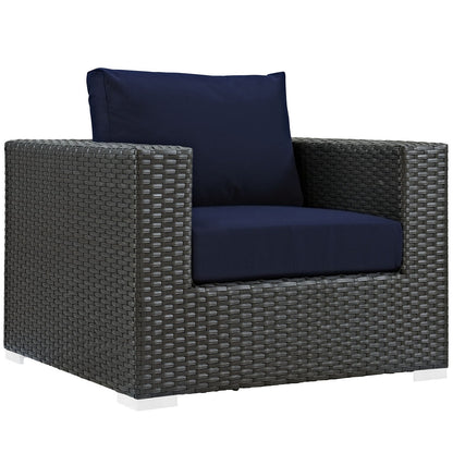 Patio Furniture Sets | Sojourn Outdoor Patio Arm Chair | Sunbrella Fabric | Synthetic Rattan | UV Protection | Aluminum Frame | casafoyer.myshopify.com
