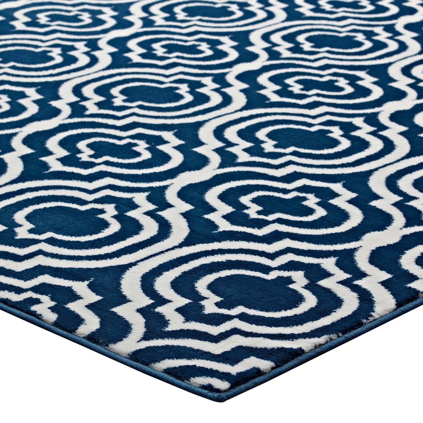 Carpet & Rugs | CasaFoyer Frame Transitional Moroccan Trellis Area Rug | Durable | Elegant | Family-Friendly | 5x8 Size | Moroccan Blue and Ivory | casafoyer.myshopify.com