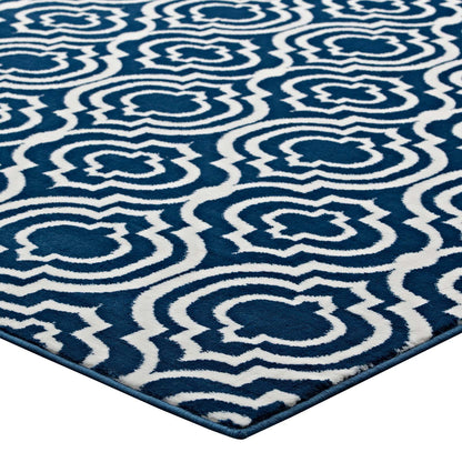 Carpet & Rugs | CasaFoyer Frame Transitional Moroccan Trellis Area Rug | Durable, Stain Resistant | 8x10 Size | Moroccan Blue and Ivory | casafoyer.myshopify.com