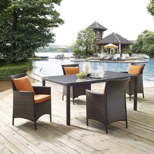 kitchen and dining room sets | CasaFoyer Conduit Outdoor Patio Dining Collection | Transitional Style | UV-Resistant Wicker Rattan | Comfortable Cushions | All-Weather | 5 Piece Set | casafoyer.myshopify.com