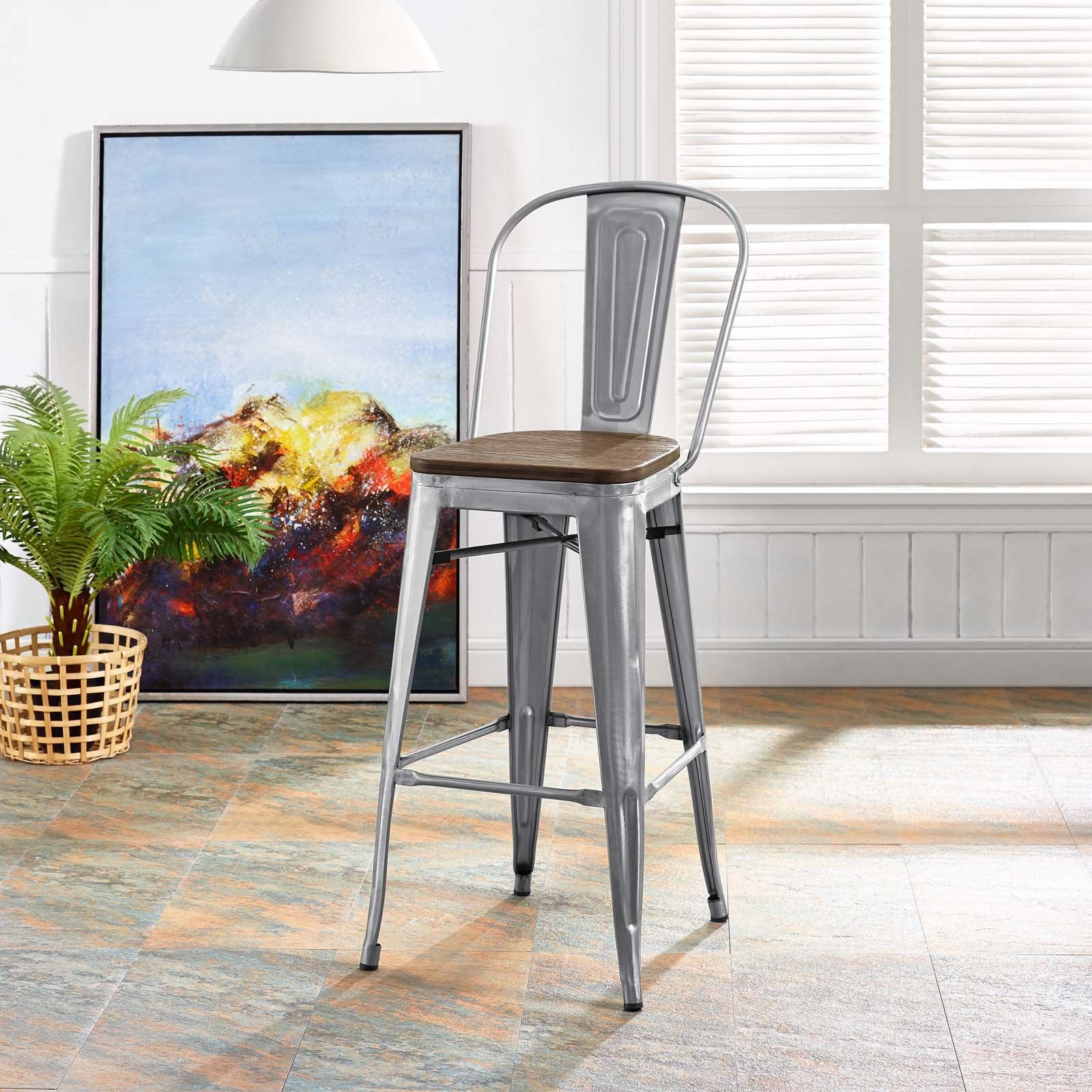 barstools | CasaFoyer Promenade Side Bamboo & Metal Bar Stool | Vintage Steel Finish | Industrial Modern Style | Enhance Dining Experience | Complementary Piece | casafoyer.myshopify.com
