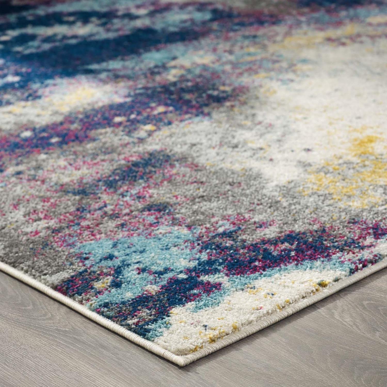area rugs | CasaFoyer Entourage Foliage Contemporary Modern Abstract Area Rug | Durable Machine-Woven Frise Polypropylene | Rubber Bottom | Stain Resistant | 5x8 | Blue/Tan/Gray | casafoyer.myshopify.com