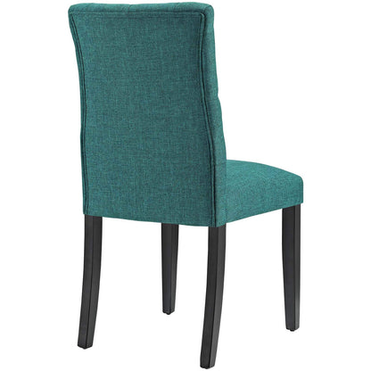 home office desk chairs | CasaFoyer Duchess Dining Chair Set of 4 | Elegant Curved Silhouette | Button-Tufted Backrest | Plush Comfort | Wooden Legs | Teal | casafoyer.myshopify.com