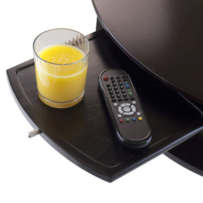 TABLE | CasaFoyer Amelia Occasional Table Collection | Round Coffee Table & End Table Set | Pull-out Tray, Storage Shelf | Dark Espresso Finish | Solid & Composite Wood | Assembly Required | 29.9W x 29.9D x 18H | casafoyer.myshopify.com