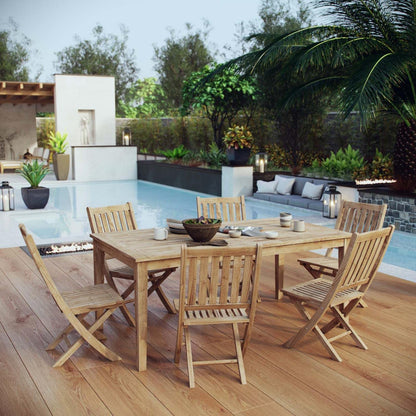 kitchen and dining room sets | CasaFoyer Luxury Teak Wood Outdoor Set | Marina: Durable, All-Weather | 7-Piece Dining Set with Folding Chairs & Table. Enjoy the Outdoors with Loved Ones. | casafoyer.myshopify.com