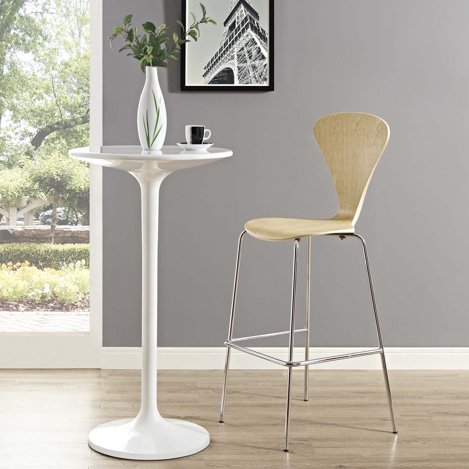 barstools | CasaFoyer Passage Bar Stool | Mid-Century Style | Lacquered Plywood Design | Chrome Base & Footrest | Non-Marking Foot Caps | V-Shaped Back & Waterfall Seat | Perfect for Dining | casafoyer.myshopify.com