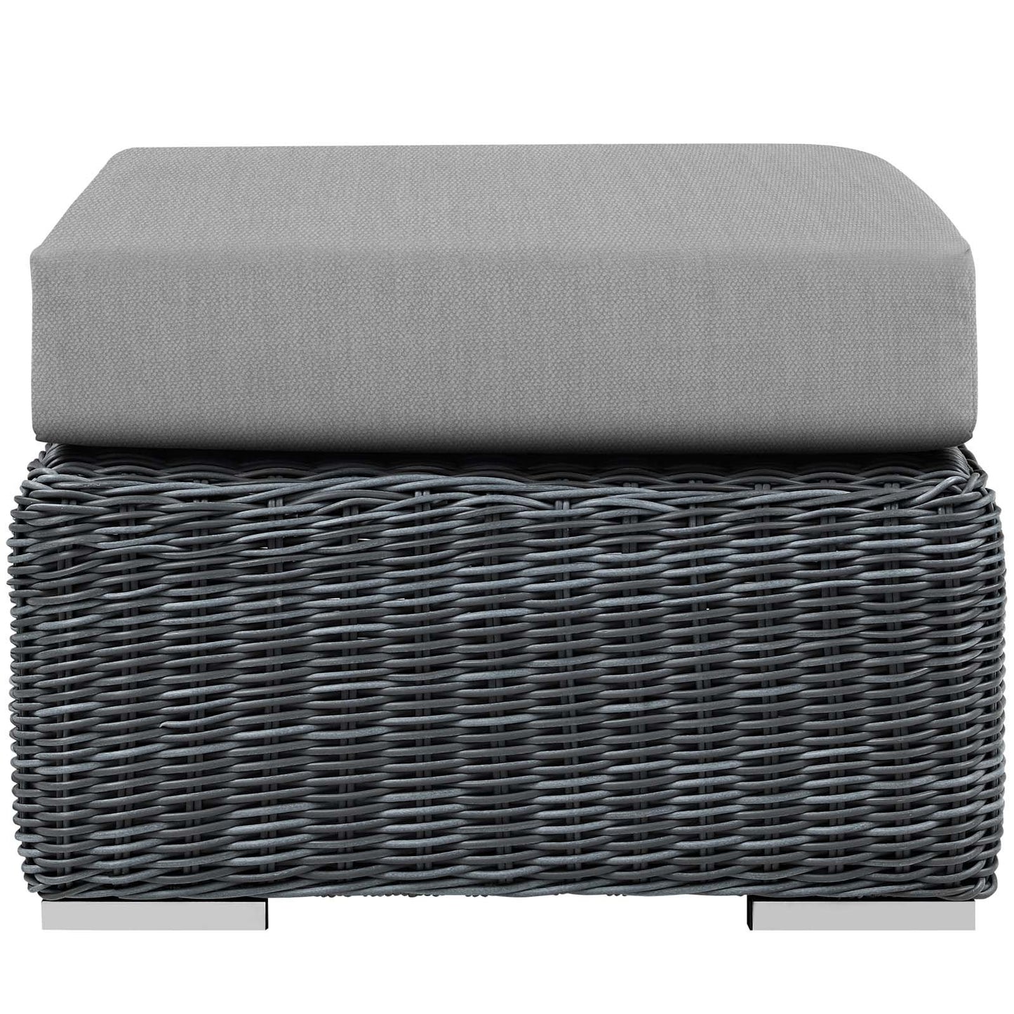 Ottoman | Summon Outdoor Patio Ottoman | Ultimate Comfort & Quality | Two-Tone Rattan Weave | Sunbrella Cushions | Sturdy Aluminum Frame | Modern Design | casafoyer.myshopify.com