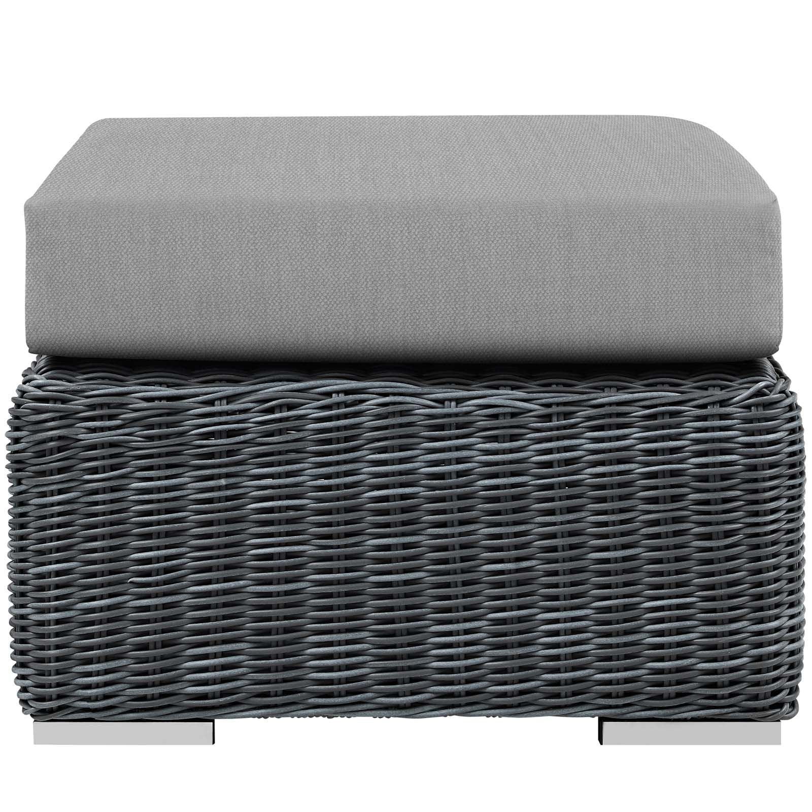 Ottoman | Summon Outdoor Patio Ottoman | Ultimate Comfort & Quality | Two-Tone Rattan Weave | Sunbrella Cushions | Sturdy Aluminum Frame | Modern Design | casafoyer.myshopify.com