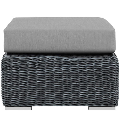 Ottoman | Summon Outdoor Patio Ottoman | Ultimate Comfort & Quality | Two-Tone Rattan Weave | Sunbrella Cushions | Sturdy Aluminum Frame | Modern Design | casafoyer.myshopify.com