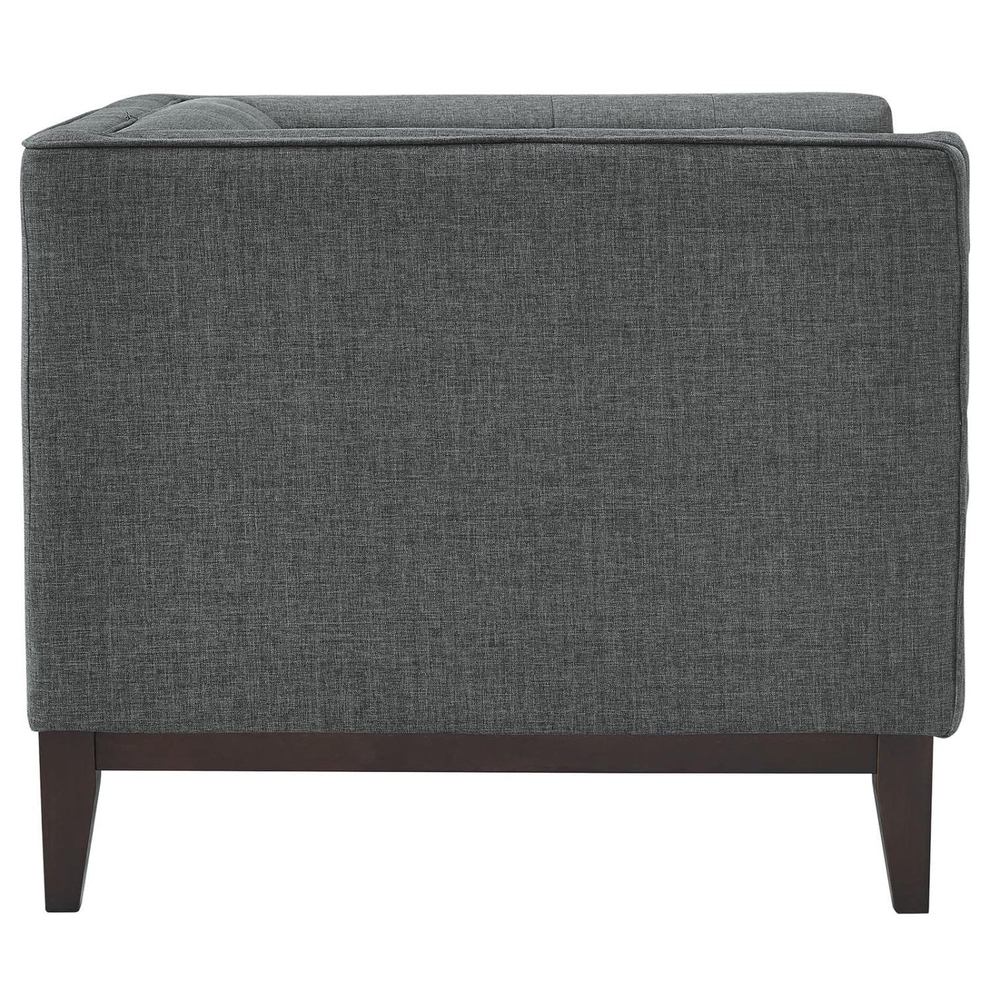 Chair | Serve Armchair | Tufted Buttons | Polyester Upholstery | Comfortable Seating | Walnut Stained Legs | Non-Marking Foot Caps | Perfect for Living Rooms, Lounges, and Reception Areas | casafoyer.myshopify.com