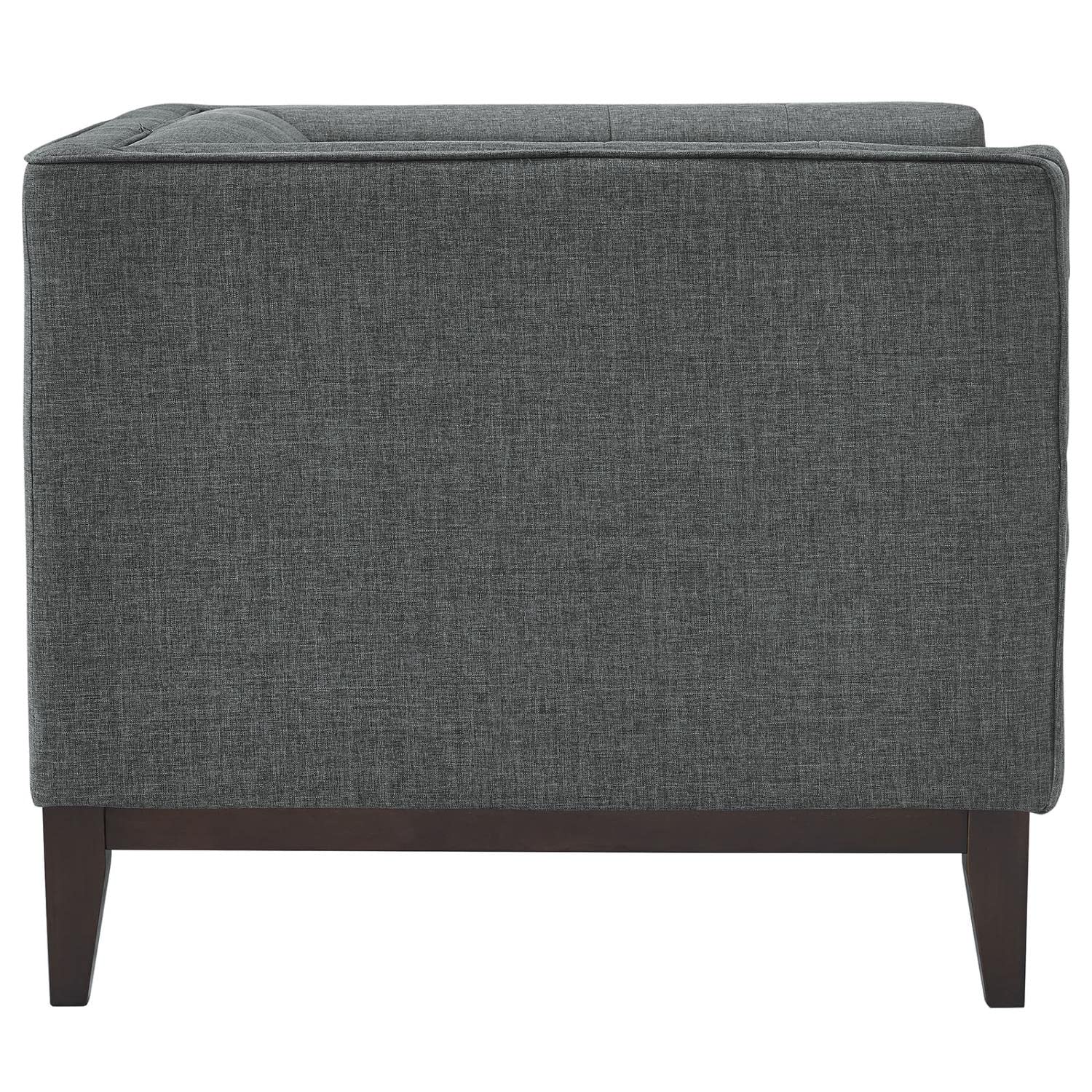 Chair | Serve Armchair | Tufted Buttons | Polyester Upholstery | Comfortable Seating | Walnut Stained Legs | Non-Marking Foot Caps | Perfect for Living Rooms, Lounges, and Reception Areas | casafoyer.myshopify.com