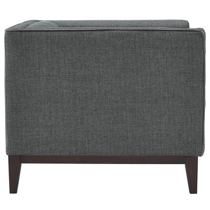 Chair | Serve Armchair | Tufted Buttons | Polyester Upholstery | Comfortable Seating | Walnut Stained Legs | Non-Marking Foot Caps | Perfect for Living Rooms, Lounges, and Reception Areas | casafoyer.myshopify.com