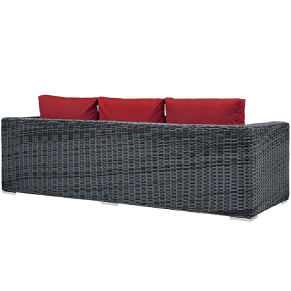 sofas | CasaFoyer Summon Outdoor Patio Sofa | Two-Tone Rattan | Sunbrella Cushions | Aluminum Frame | Ultimate Outdoor Comfort | Ideal for Patio, Backyard, Poolside | casafoyer.myshopify.com