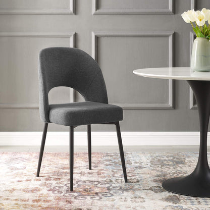 Dining Table | Rouse Upholstered Fabric Dining Side Chair | Elegant & Cozy | Plush Foam Padding | Soft Fabric Upholstery | Sturdy Bentwood Construction | Matte Black Stainless Steel Legs | Mid-Century Design | 331 lbs Capacity | Set of 1 | casafoyer.myshopify.com