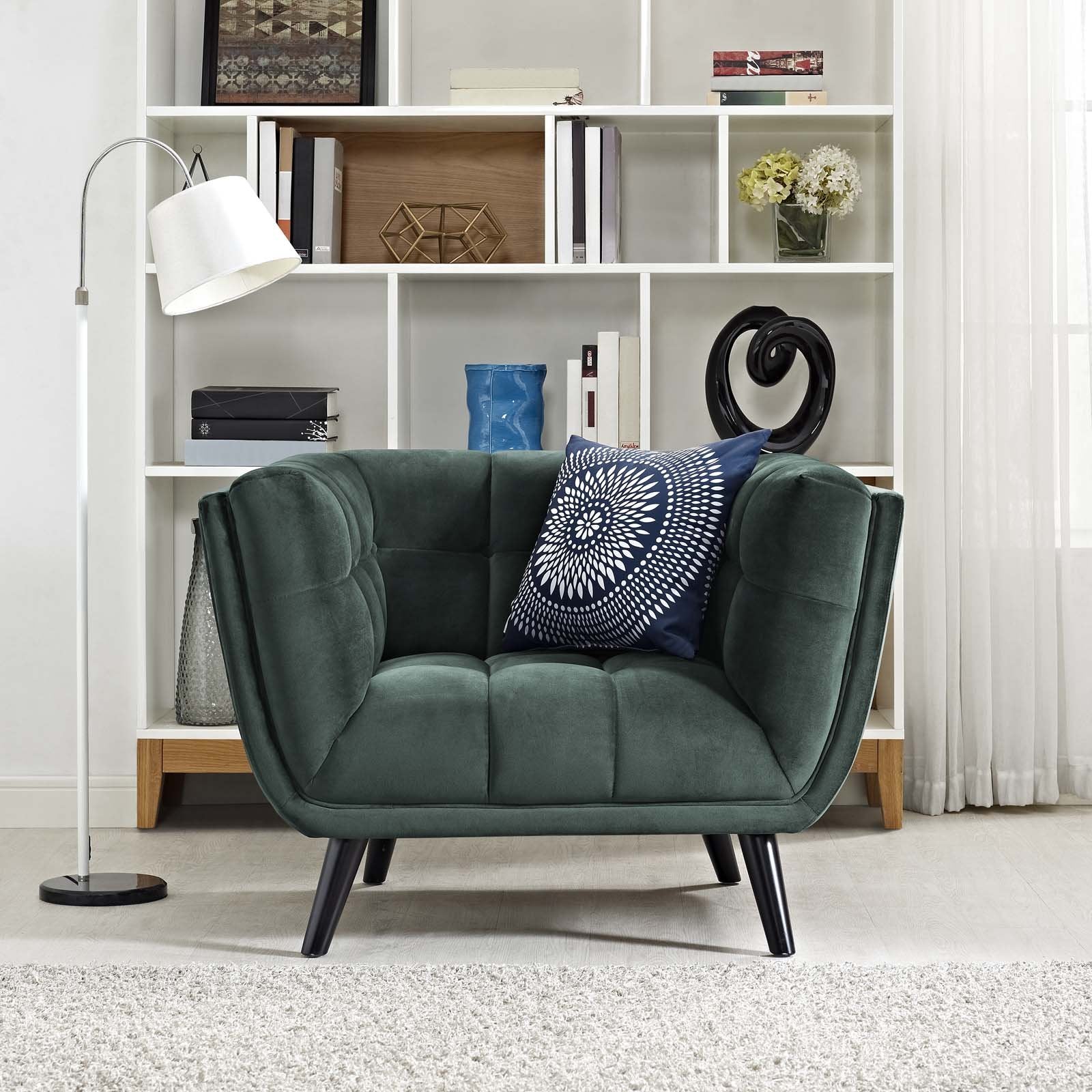 home office desk chairs | CasaFoyer Bestow Performance Velvet Armchair | Luxurious & Stain-Resistant | Plush Foam Padding | Elegant Button Tufting | Sturdy Black Wood Legs | Ample Seating | Perfect for Mid-Century & Farmhouse Decor | casafoyer.myshopify.com
