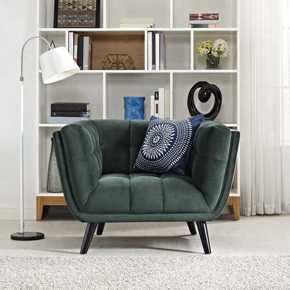home office desk chairs | CasaFoyer Bestow Performance Velvet Armchair | Luxurious & Stain-Resistant | Plush Foam Padding | Elegant Button Tufting | Sturdy Black Wood Legs | Ample Seating | Perfect for Mid-Century & Farmhouse Decor | casafoyer.myshopify.com