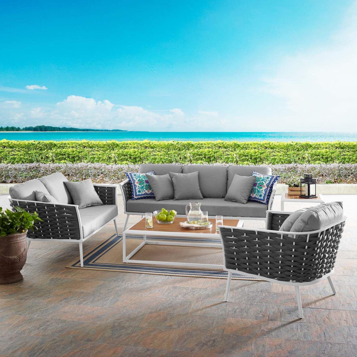 kitchen and dining room sets | CasaFoyer Stance Outdoor Collection | Modern Design | Aluminum Frame | Waterproof Cushions | 6-Piece Set | casafoyer.myshopify.com