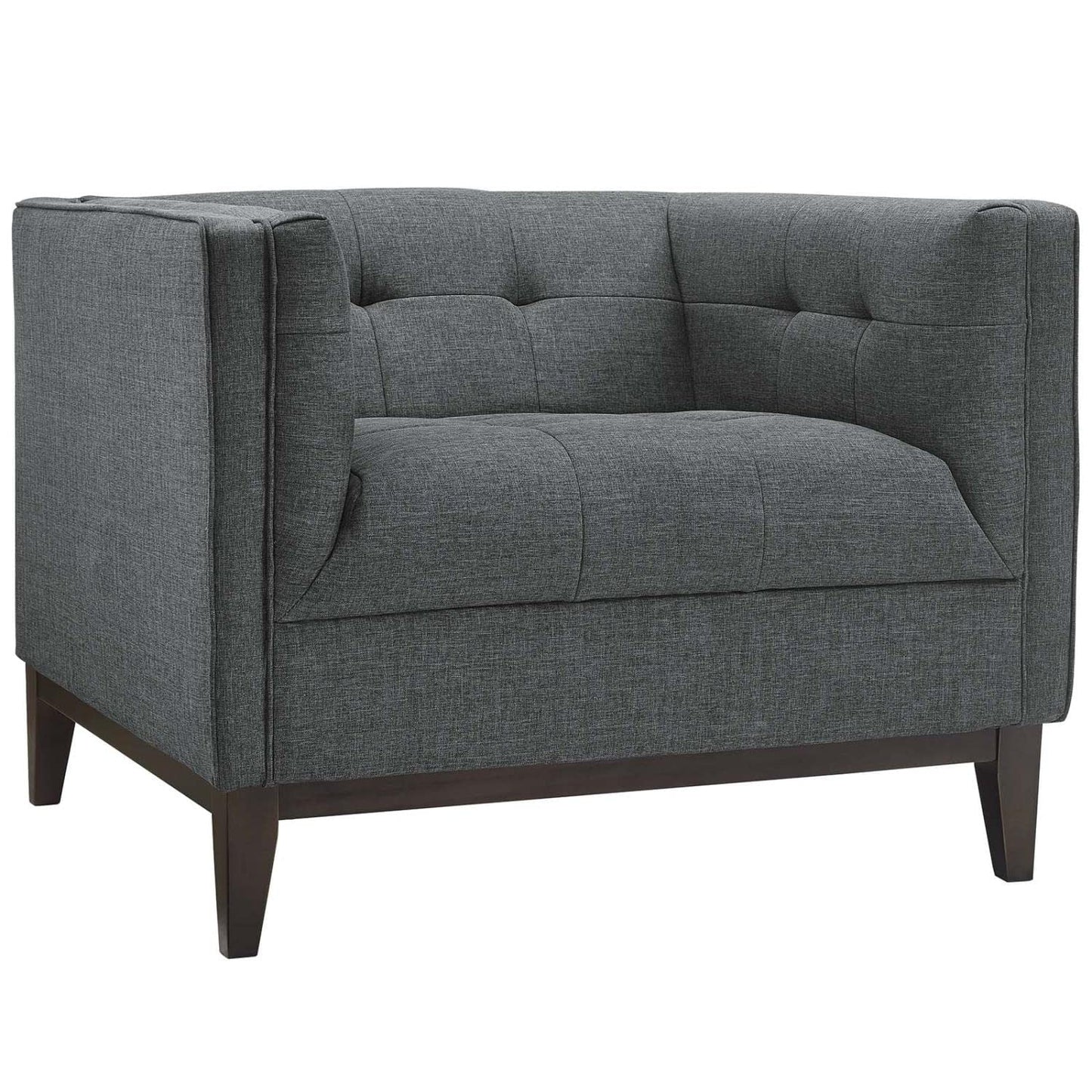 kitchen and dining room sets | CasaFoyer Serve Tufted Button Upholstered Living Room Set - Gray | Armchair & Sofa | Premium Polyester Upholstery | Plush Foam Cushioning | Walnut Stained Wood Legs | Timeless & Sophisticated Design | casafoyer.myshopify.com