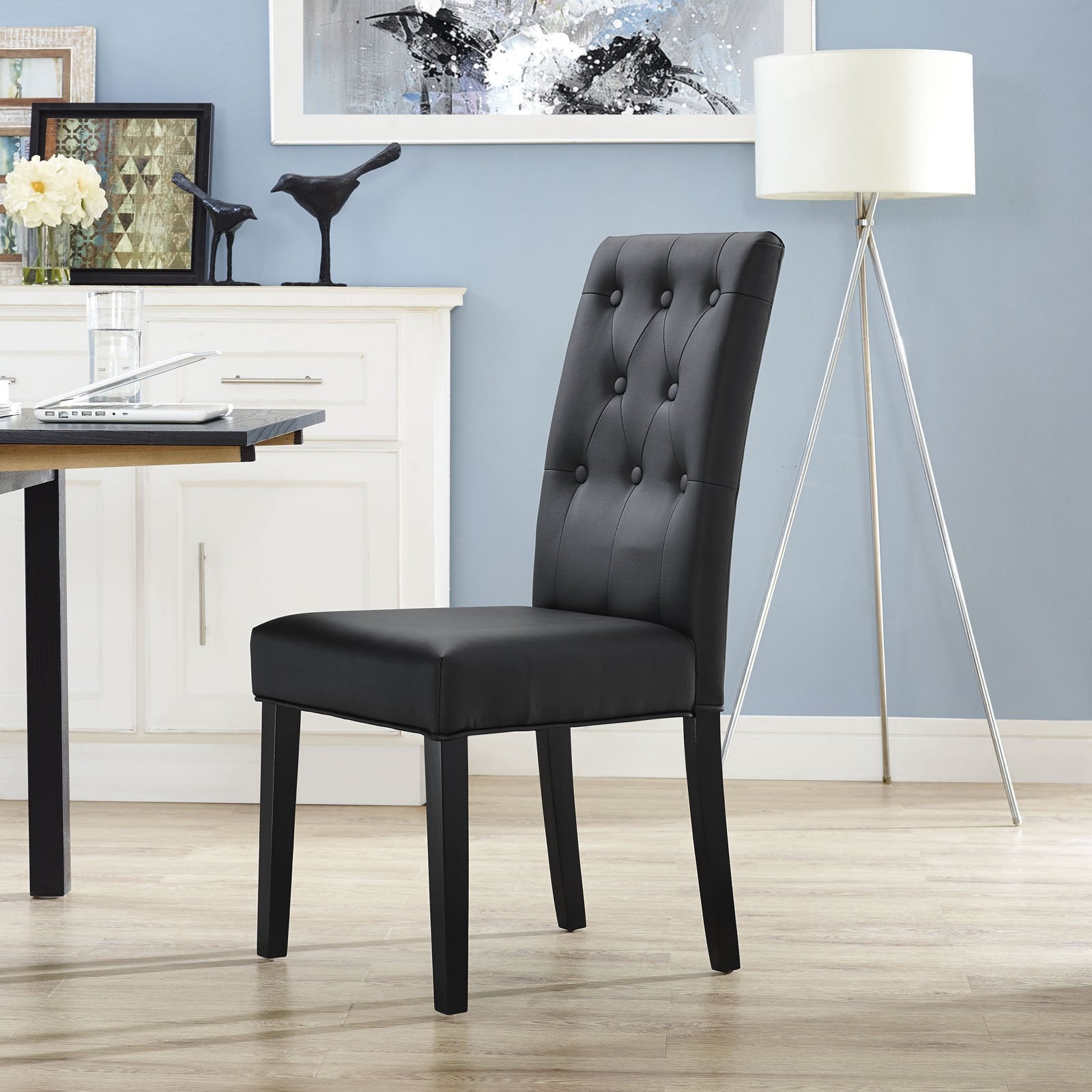 Dining Table | Confer Dining Chair | Elegant and Comfortable | High-Density Foam Cushioning | Faux Leather Upholstery | Sturdy Stained Hardwood Legs | casafoyer.myshopify.com