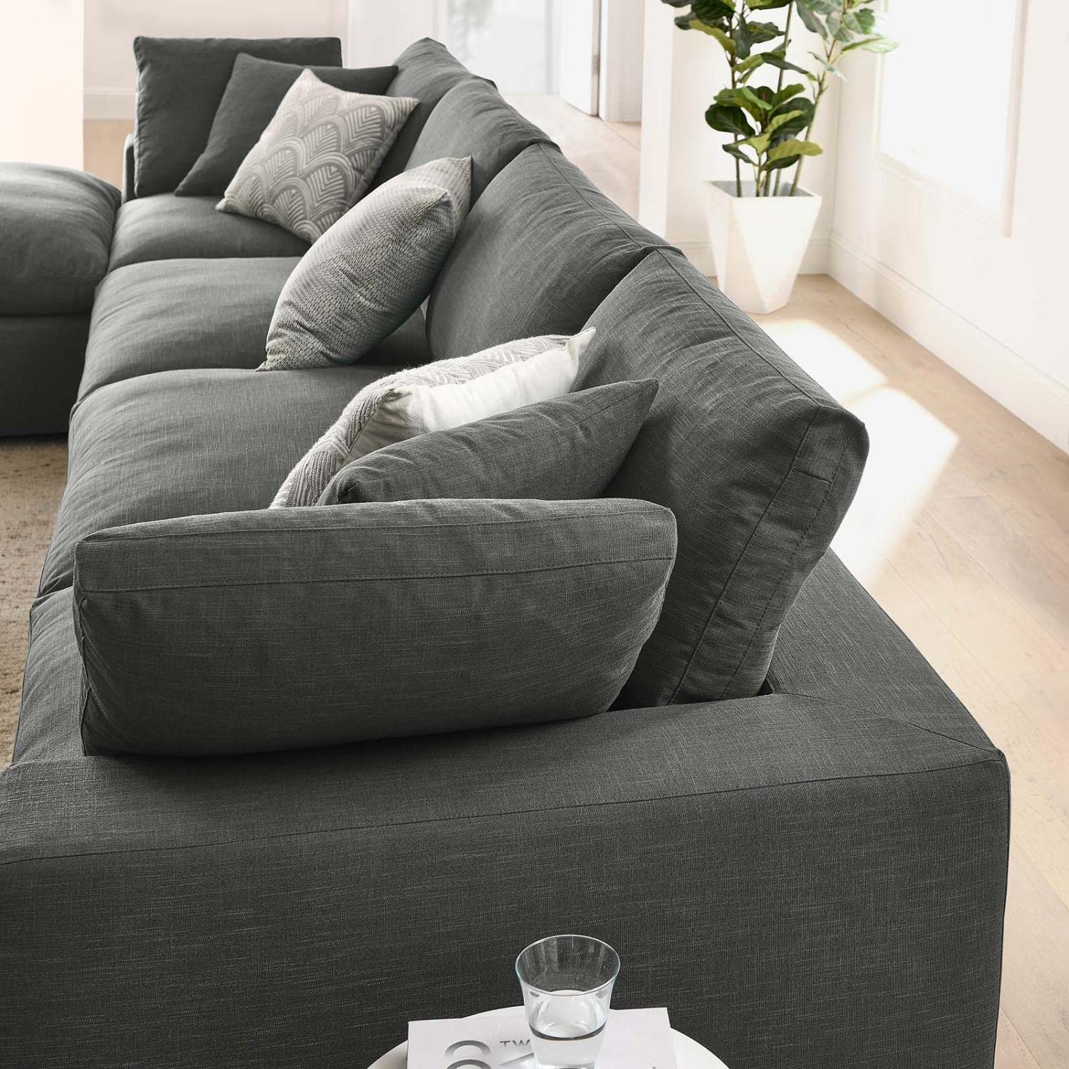 kitchen and dining room sets | CasaFoyer Commix Plush Comfort Sectional Sofa Set - Gray | Solid Wood Frame | Soft Polyester & Linen Upholstery | Cotton & Down Cushions | 5 Piece | casafoyer.myshopify.com