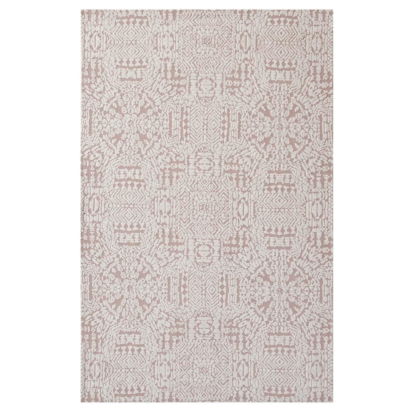 Carpet & Rugs | CasaFoyer Javiera Contemporary Moroccan Area Rug | Modern Design | Soft Polyester Microfiber | Durable Jute Bottom | Non-Shedding | Stain-Resistant | Easy to Clean | 5x8 | Ivory & Cameo Rose | casafoyer.myshopify.com