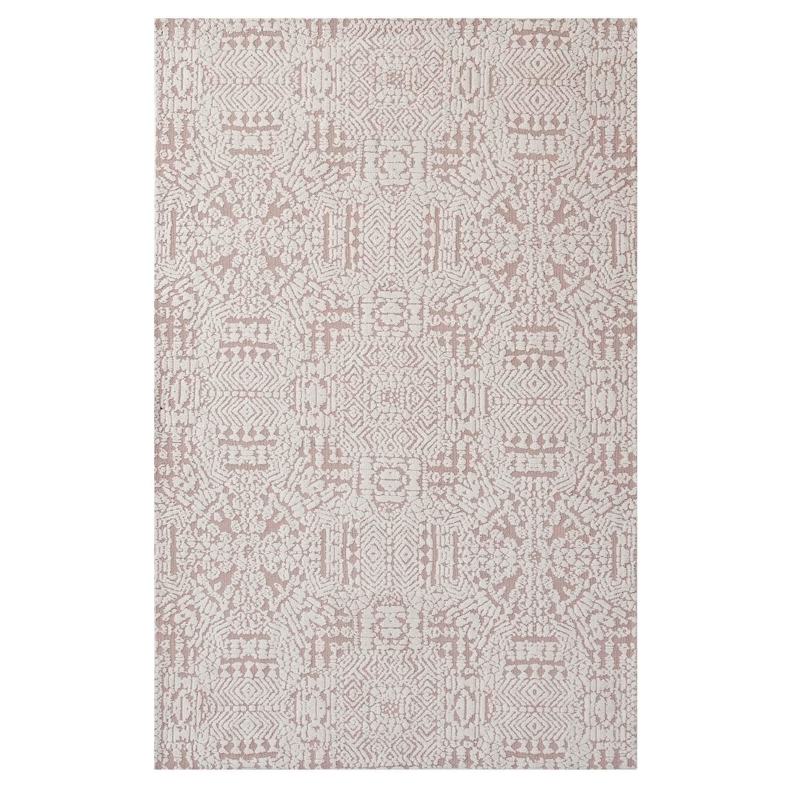 Carpet & Rugs | CasaFoyer Javiera Contemporary Moroccan Area Rug | Modern Design | Soft Polyester Microfiber | Durable Jute Bottom | Non-Shedding | Stain-Resistant | Easy to Clean | 5x8 | Ivory & Cameo Rose | casafoyer.myshopify.com