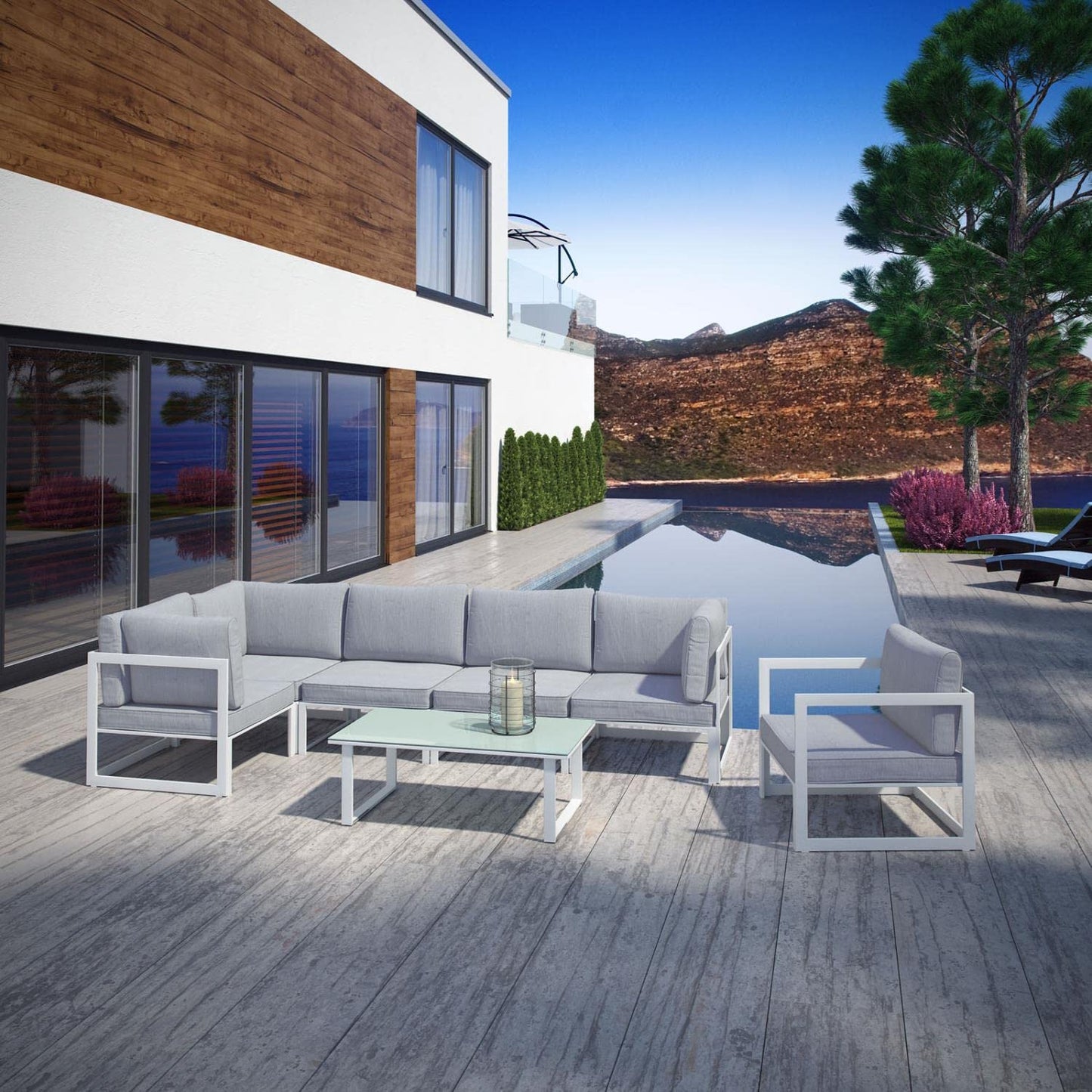 Patio Furniture Sets | Fortuna Outdoor Patio Collection | 9-Piece Sectional Sofa Set | Durable Aluminum Frame | All-Weather Cushions | Modern Outdoor Spaces | casafoyer.myshopify.com