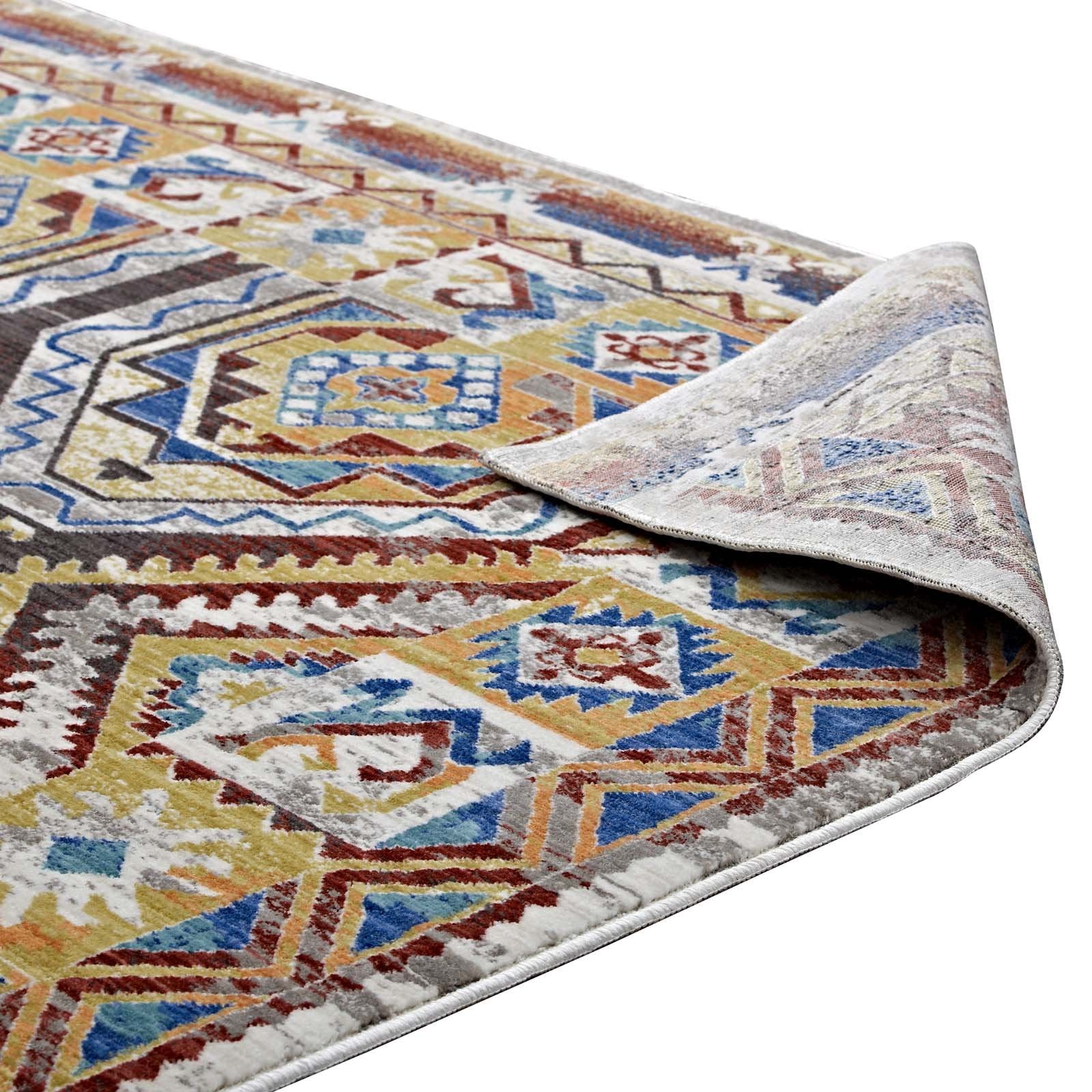 Carpet & Rugs | CasaFoyer Florita Distressed Southwestern Aztec Area Rug | Vibrant Design | Durable & Stain Resistant | 5x8 Size | Perfect for Home Decor & Everyday Use | casafoyer.myshopify.com