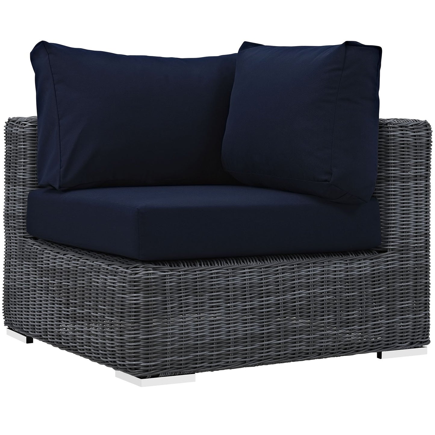Patio Furniture Sets | Summon Outdoor Patio Corner Sofa Chair | Two-Tone Rattan | Sunbrella Cushions | Aluminum Frame | casafoyer.myshopify.com