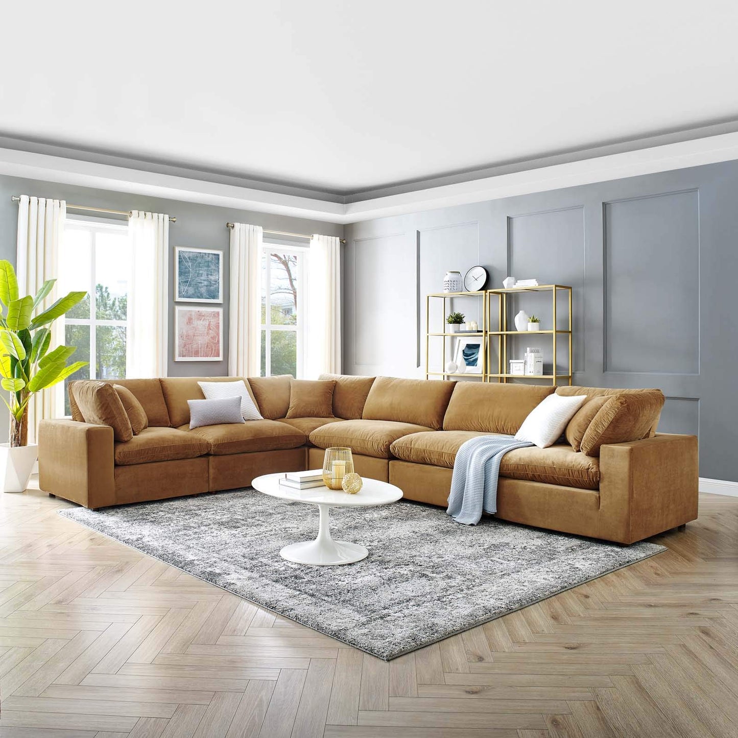 sofas | CasaFoyer Commix | Luxurious Sectional Sofa | Stain-Resistant Velvet | Solid Wood Construction | Overstuffed Feather Cushions | 6-Piece Set | casafoyer.myshopify.com