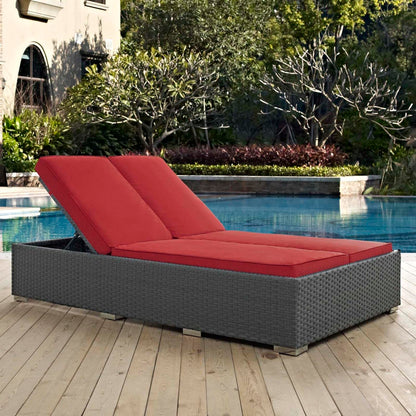 Patio Furniture Sets | Sojourn Outdoor Patio Double Chaise Lounge Chair | Sunbrella Fabric | Synthetic Rattan | UV Protection | Powder-Coated Aluminum Frame | casafoyer.myshopify.com
