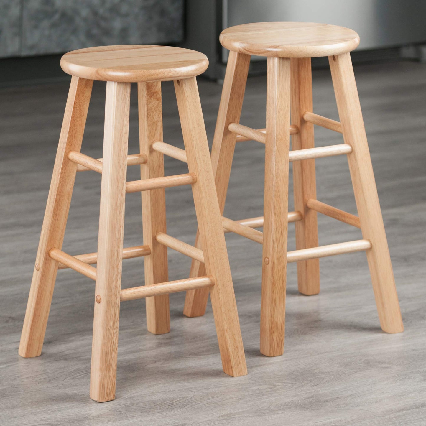 barstools | CasaFoyer  Wood Element Counter Stool Set | Natural Finish | Solid Wood | Timeless Design | 220lbs Weight Capacity | 8 Crossbars | Footrests | 13.39W x 13.39D x 23.86H | casafoyer.myshopify.com
