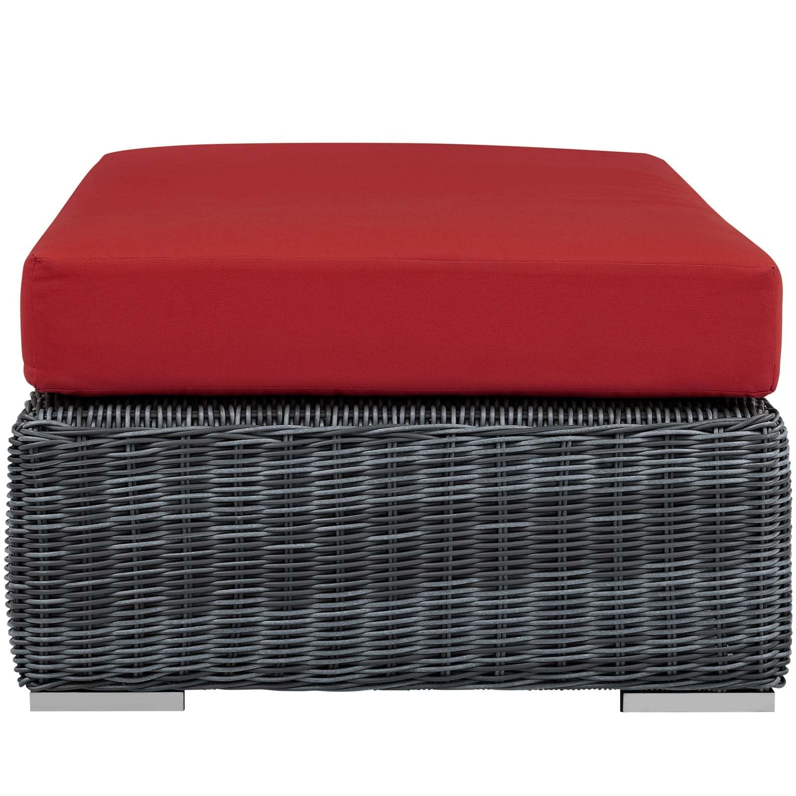 ottomans | CasaFoyer Summon Outdoor Patio Sunbrella Rectangle Ottoman | Unparalleled Comfort & Quality | Two-Tone Rattan Weave | Sunbrella Cushions | UV Protection | Powder-Coated Aluminum Frame | casafoyer.myshopify.com