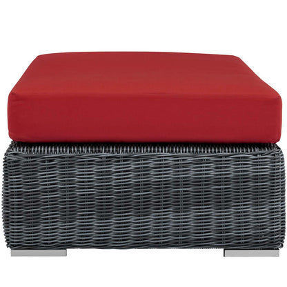 ottomans | CasaFoyer Summon Outdoor Patio Sunbrella Rectangle Ottoman | Unparalleled Comfort & Quality | Two-Tone Rattan Weave | Sunbrella Cushions | UV Protection | Powder-Coated Aluminum Frame | casafoyer.myshopify.com