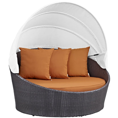 sofas | CasaFoyer Convene Outdoor Sectional | Patio Daybed with Canopy | Durable Rattan Weave | All-Weather Cushions | Ideal for Small Spaces & Balconies | casafoyer.myshopify.com