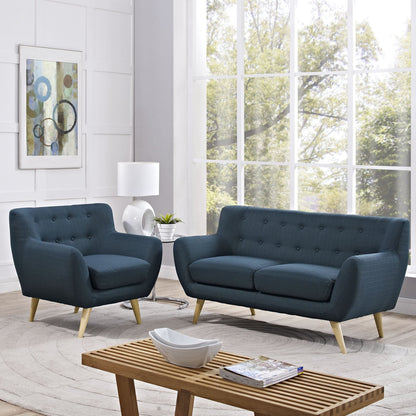 kitchen and dining room sets | CasaFoyer Remark Living Room Set | Plush Dual Cushion Design | Mid-Century Aesthetics | Natural Wood Legs | Polyester Upholstery with Stitched Buttons | Armchair & Loveseat | Azure Color | casafoyer.myshopify.com