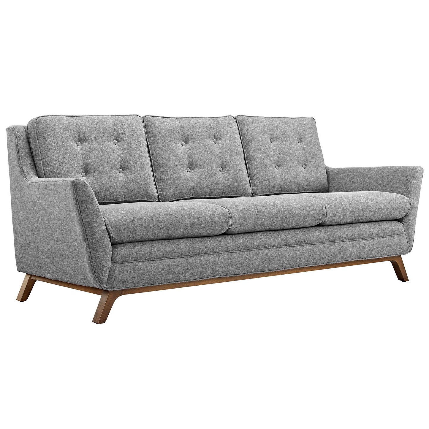sofas | CasaFoyer Beguile Collection | Mid-Century Style Sofa | Plush Cushions | Walnut-Stained Base | Transform Your Interior Design | casafoyer.myshopify.com