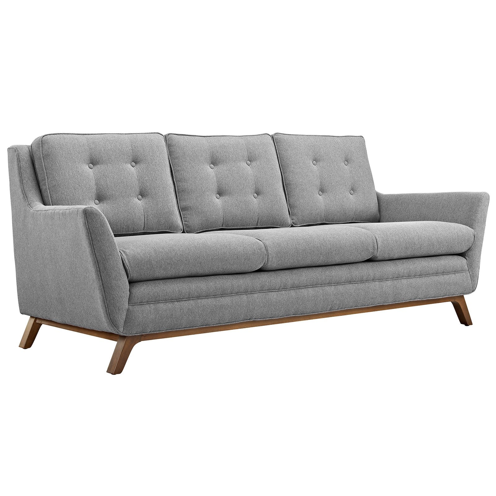 sofas | CasaFoyer Beguile Collection | Mid-Century Style Sofa | Plush Cushions | Walnut-Stained Base | Transform Your Interior Design | casafoyer.myshopify.com