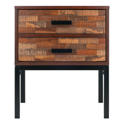 end tables | Ergode Mosaic Wood-Tile Jefferson End Table | Spacious Drawer | Steel Tube Legs | Nutmeg Wood Finish | Satin Black Coating | casafoyer.myshopify.com