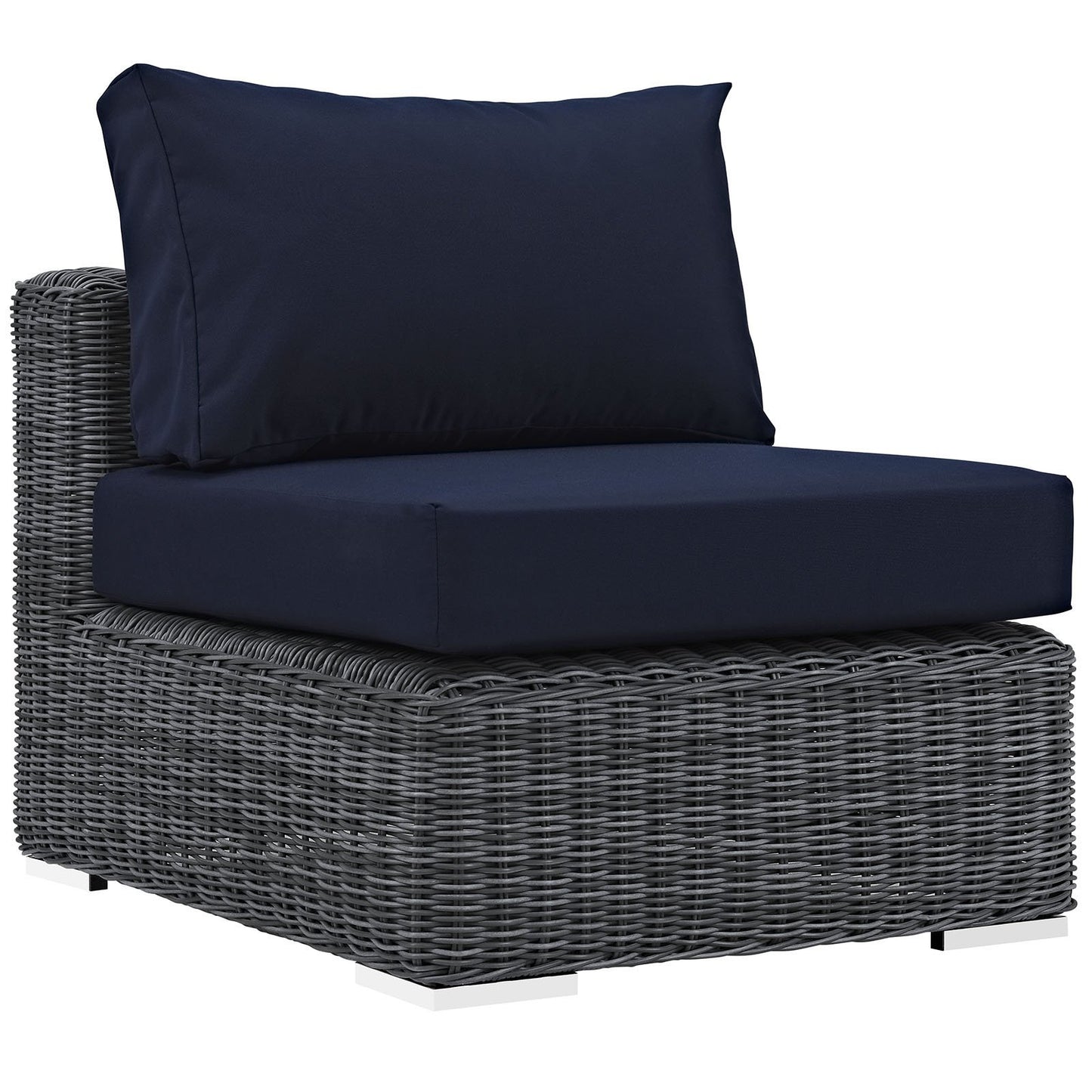 Patio Furniture Sets | Summon Outdoor Patio Armless Sectional Sofa Chair | Two-Tone Rattan | Sunbrella Cushions | UV Protection | Aluminum Frame | Perfect for Patio, Backyard, Poolside | casafoyer.myshopify.com