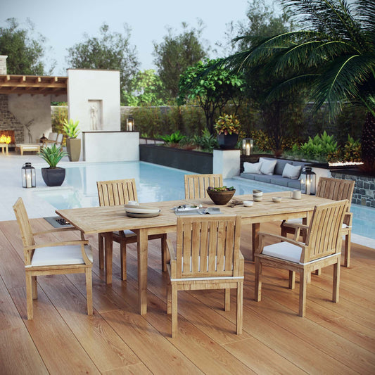 kitchen and dining room sets | CasaFoyer Marina Outdoor Set | Luxury Teak Wood | 7 Piece Dining Set | Table & Armchairs | Durable & Weather-Resistant | Assembly Required | casafoyer.myshopify.com