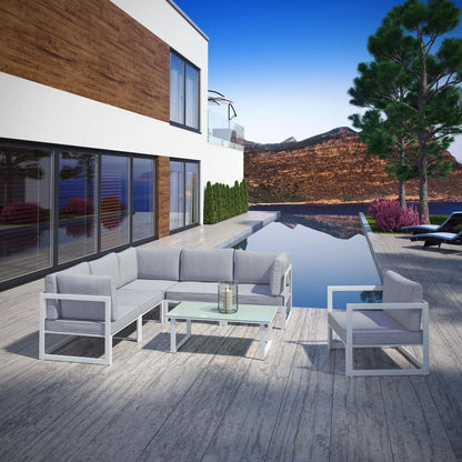 Patio Furniture Sets | Fortuna Outdoor Patio Collection | 9-Piece Sectional Sofa Set | Durable Aluminum Frame | All-Weather Cushions | Modern Outdoor Spaces | casafoyer.myshopify.com