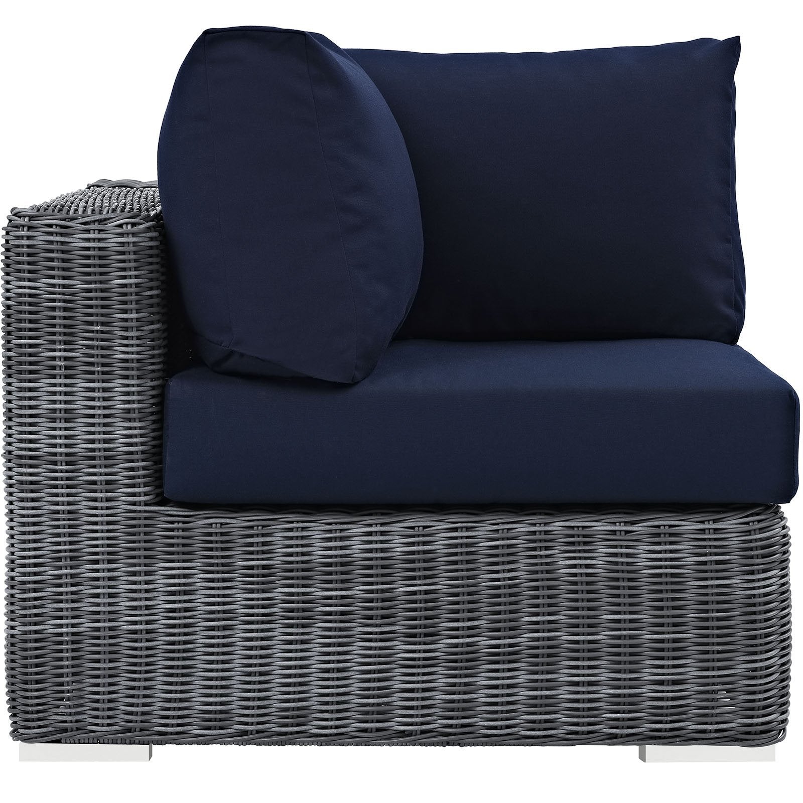 Patio Furniture Sets | Summon Outdoor Patio Corner Sofa Chair | Two-Tone Rattan | Sunbrella Cushions | Aluminum Frame | casafoyer.myshopify.com
