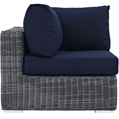Patio Furniture Sets | Summon Outdoor Patio Corner Sofa Chair | Two-Tone Rattan | Sunbrella Cushions | Aluminum Frame | casafoyer.myshopify.com
