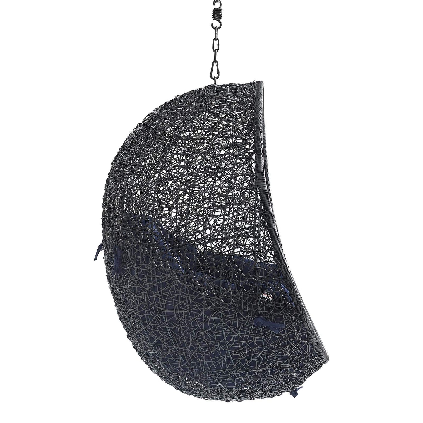 porch swings | Ergode Encase Outdoor Patio Swing Chair | Luxury Synthetic Rattan Weave | All-Weather Cushion | Powder-Coated Steel Frame | Adjustable Chain | Indoor/Outdoor Use | Weather & UV Resistant | Black Navy | casafoyer.myshopify.com