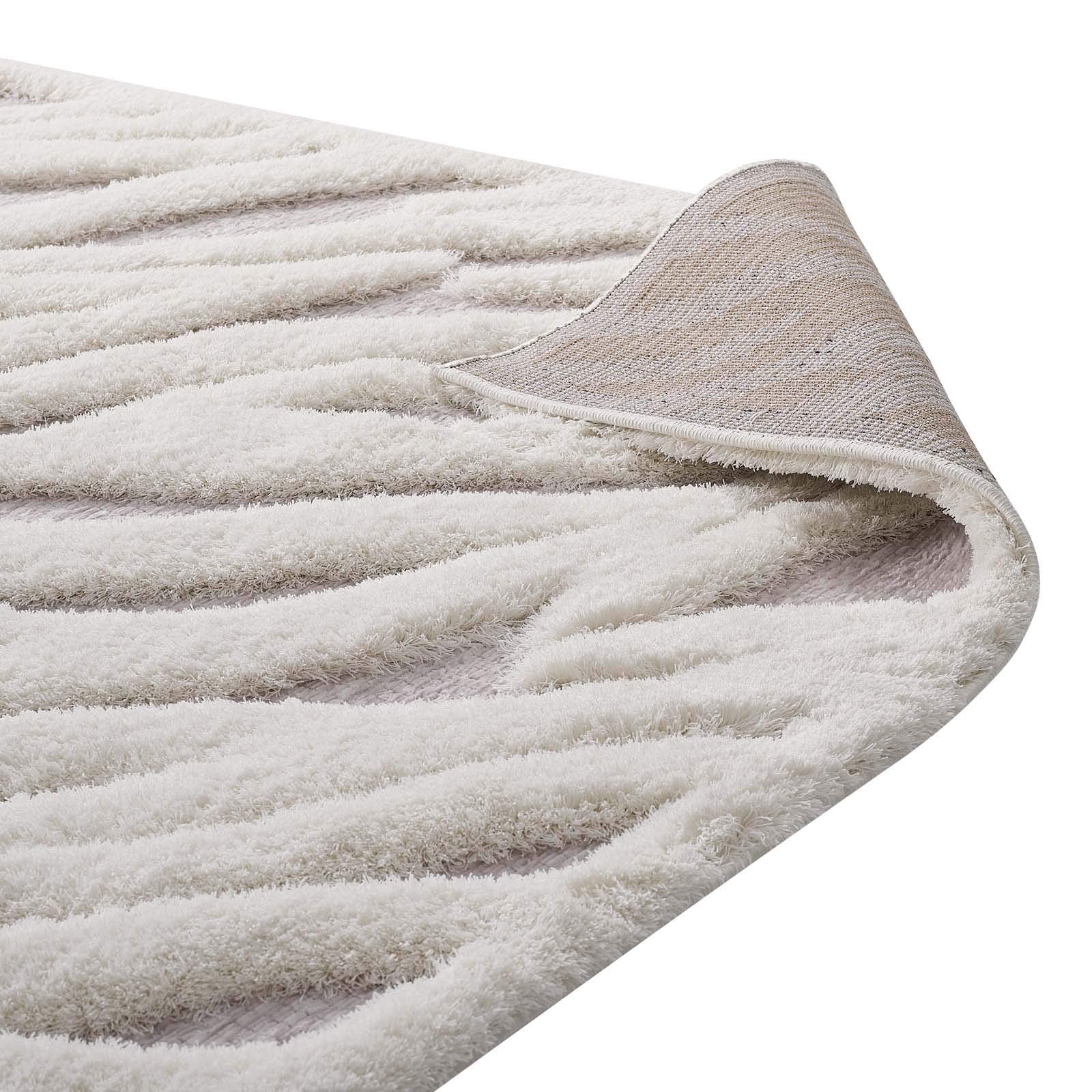 area rugs | CasaFoyer Current Abstract Wavy Striped 5x8 Shag Area Rug | Ivory/Light Gray | Luxurious Polyester & Chenille Blend | Durable Jute Backing | Easy to Maintain | Protects Floors | Plush Support | casafoyer.myshopify.com
